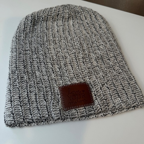 Love Your Melon Accessories - Love Your Melon Beanie Hat Black White Marled Ribbed Knit Cotton Made in USA